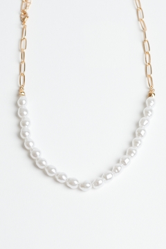Necklace Gold Half Chain Pearl
